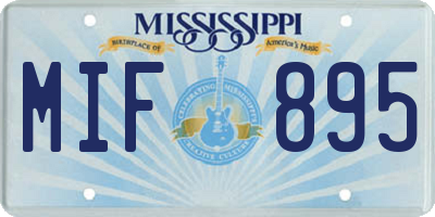 MS license plate MIF895