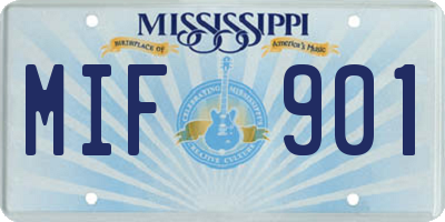 MS license plate MIF901