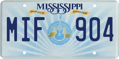 MS license plate MIF904