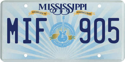 MS license plate MIF905