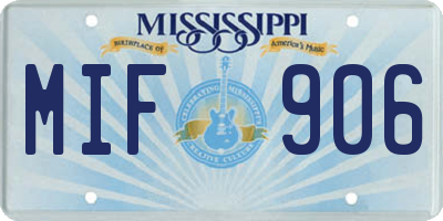 MS license plate MIF906