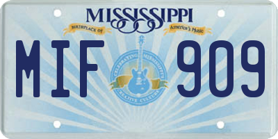 MS license plate MIF909