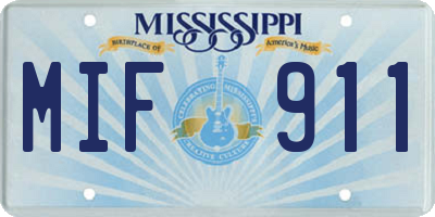 MS license plate MIF911