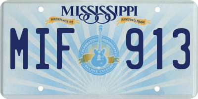 MS license plate MIF913