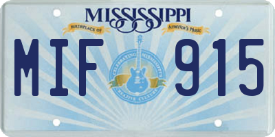 MS license plate MIF915