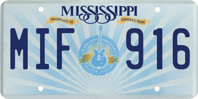 MS license plate MIF916