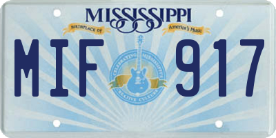 MS license plate MIF917