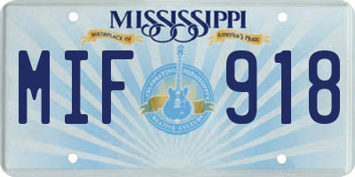 MS license plate MIF918