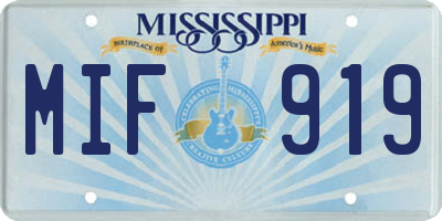 MS license plate MIF919