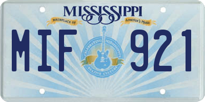 MS license plate MIF921