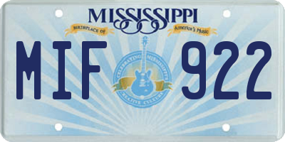 MS license plate MIF922