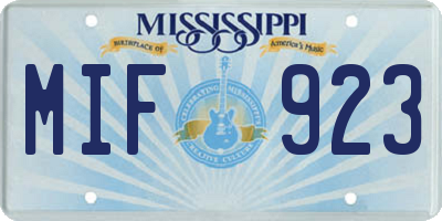 MS license plate MIF923