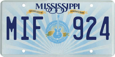 MS license plate MIF924