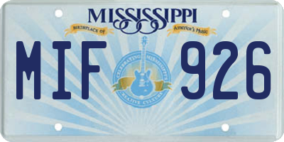 MS license plate MIF926