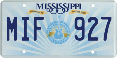 MS license plate MIF927