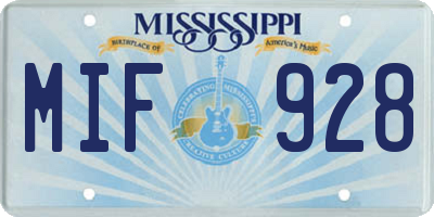 MS license plate MIF928