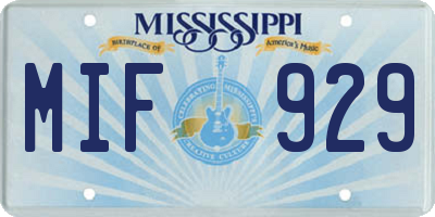 MS license plate MIF929