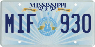 MS license plate MIF930