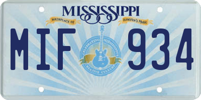MS license plate MIF934