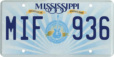 MS license plate MIF936