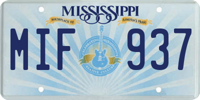 MS license plate MIF937