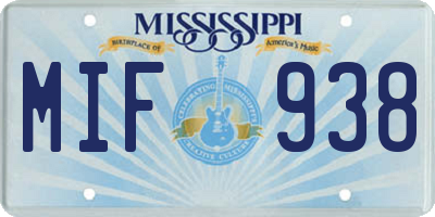 MS license plate MIF938
