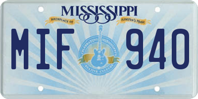 MS license plate MIF940