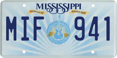 MS license plate MIF941