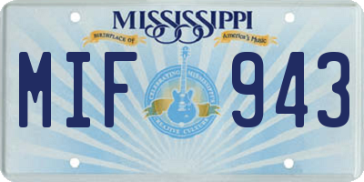 MS license plate MIF943