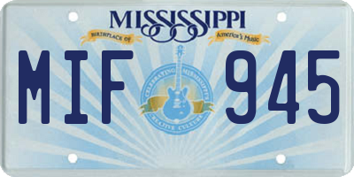 MS license plate MIF945