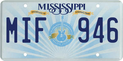 MS license plate MIF946