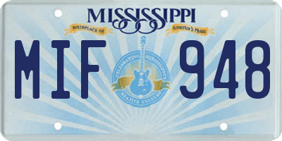 MS license plate MIF948