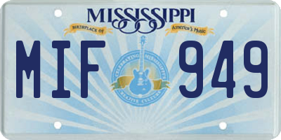 MS license plate MIF949