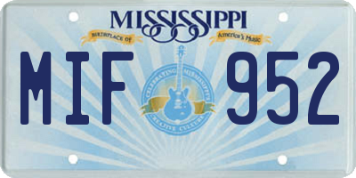 MS license plate MIF952