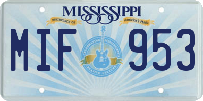 MS license plate MIF953