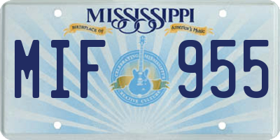 MS license plate MIF955
