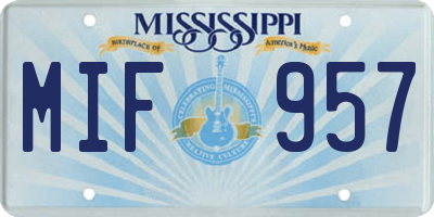 MS license plate MIF957