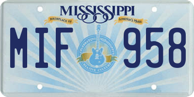 MS license plate MIF958