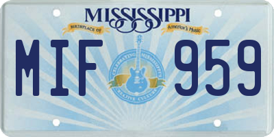 MS license plate MIF959