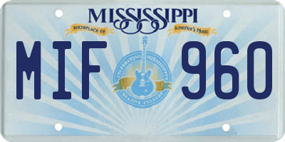 MS license plate MIF960
