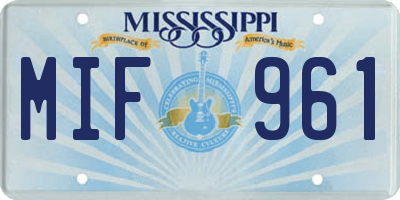 MS license plate MIF961