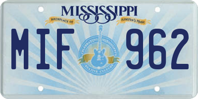 MS license plate MIF962