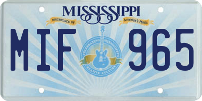 MS license plate MIF965
