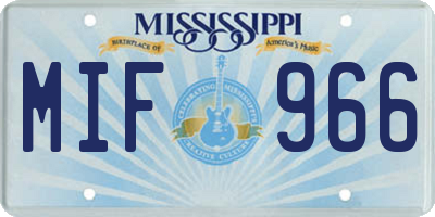 MS license plate MIF966