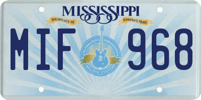 MS license plate MIF968