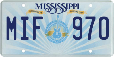 MS license plate MIF970