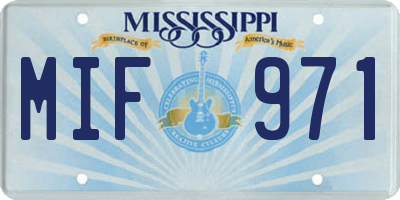 MS license plate MIF971