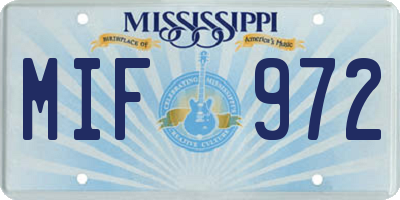 MS license plate MIF972