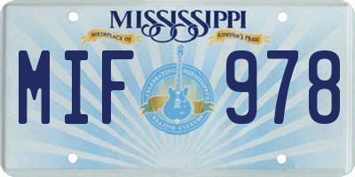 MS license plate MIF978