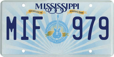 MS license plate MIF979
